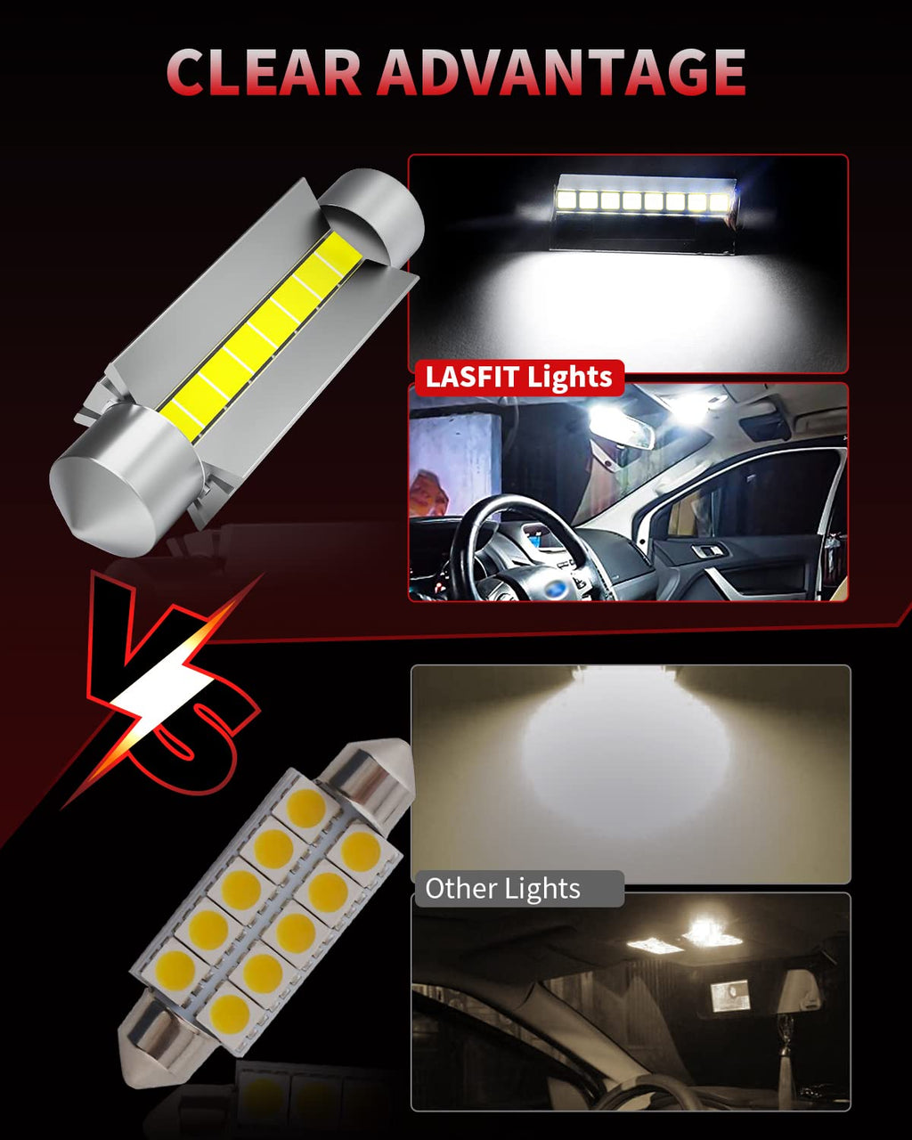 LASFIT 31mm LED bulb Festoon 30MM DE3175 DE3021 6428 DE3022 Error Free 400LM High Bright White for Dome Map Door Interior Door Trunk Lights, Marine LED BULB Navigation Boat Anchor Lights(2pcs)