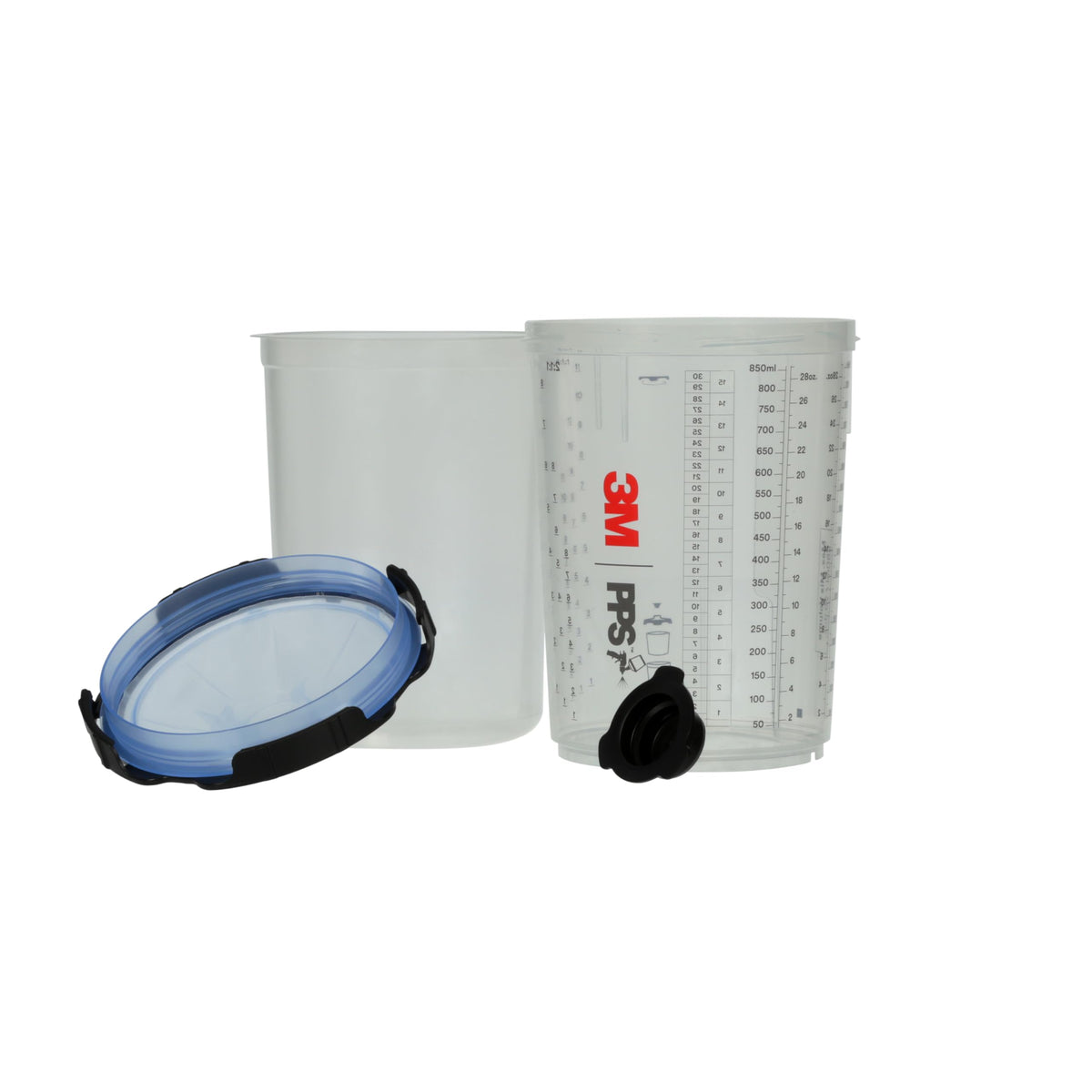 3M 26000 PPS 2.0 Spray Gun Cup, Lids and Liners Kit, Standard, 200-Micron Filter, 22 Ounces, BLACK,SILVER