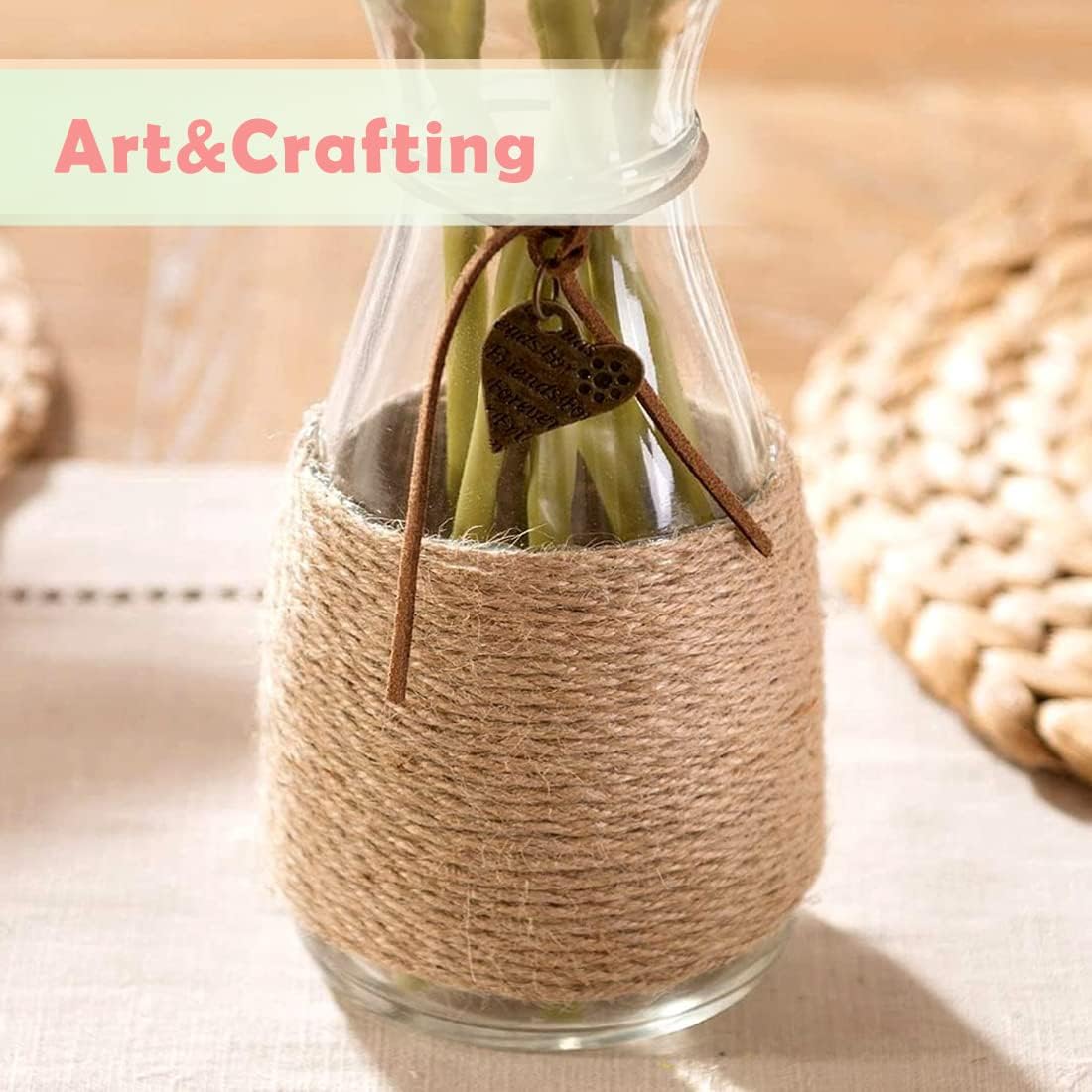 SMART&CASUAL 2mm Natural Jute Twine String Thin for Craft Plant Garden Gift Wrapping Christmas Handmade Art Decoration Packing String Home Art Decoration (Brown) (800 Ft (244M))