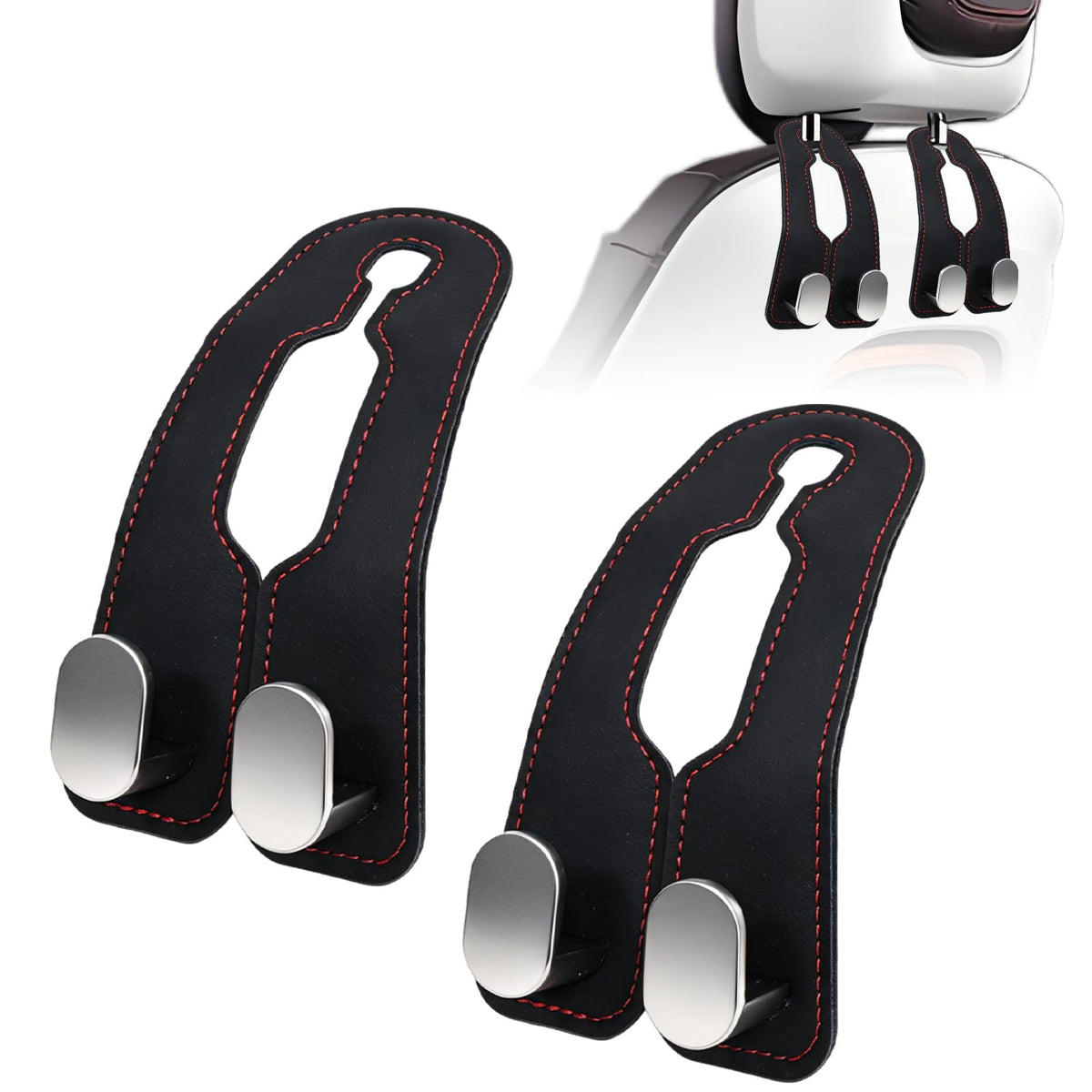 Car Purse Hook Purse Hook for Car Seats Headrest Car Seat Hooks,Heavy Duty Vehicle Organizer for Handbags, Groceries, Purses, Keep Car Tidy (Black, 2 Pack)