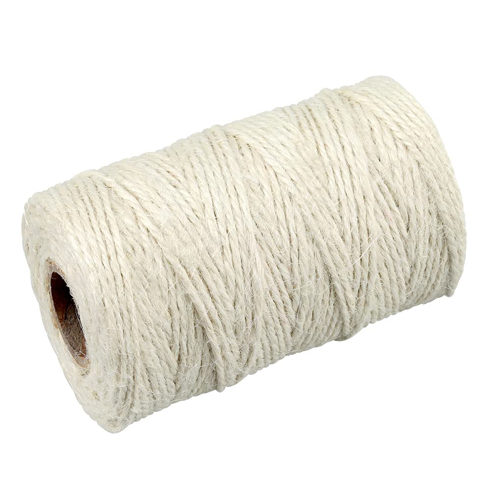 KINGLAKE Natural Jute Twine String 656 Feet 2mm Twine for Crafts Gift Wrapping Christmas Packing String for Arts Decoration, Wedding, Gardening