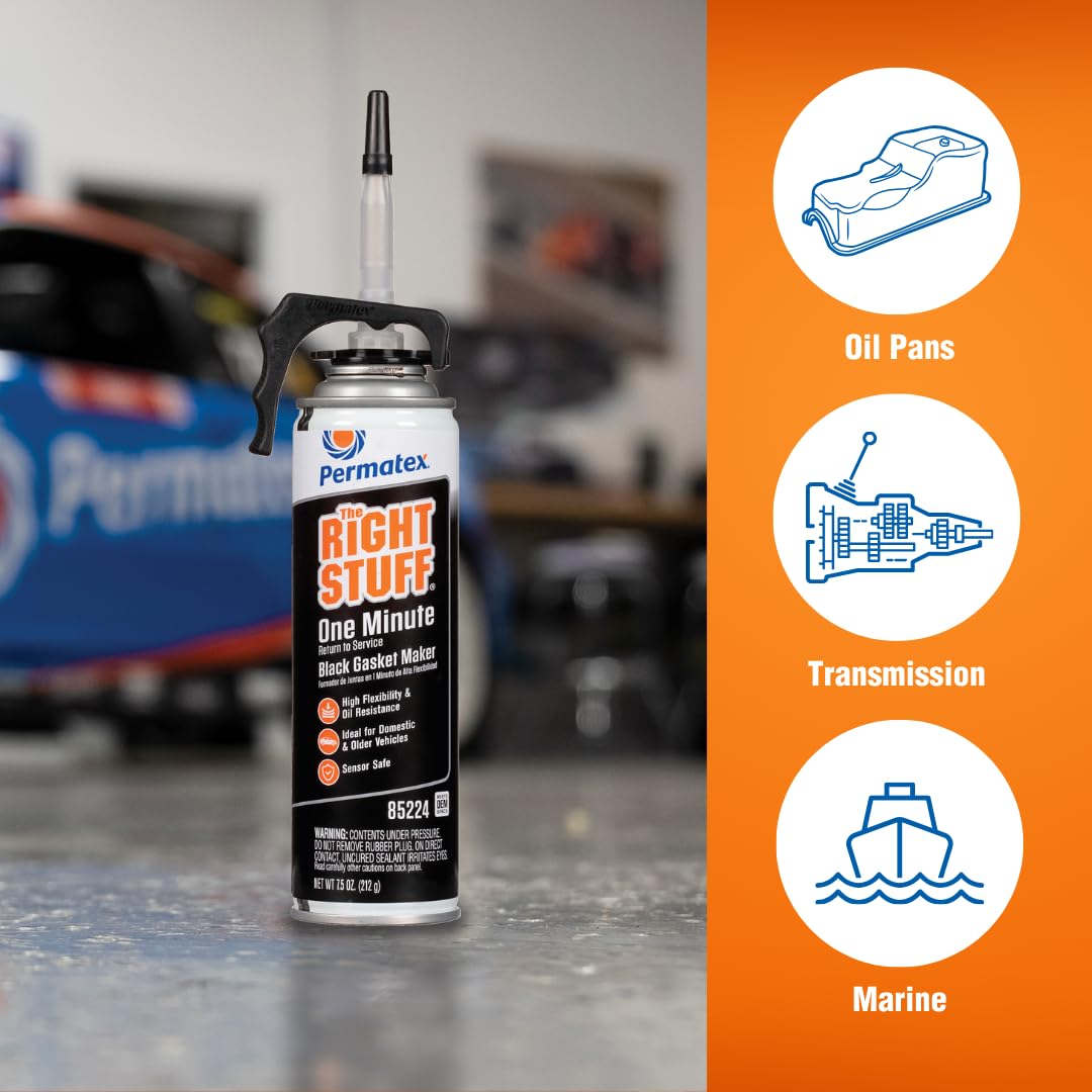 Permatex 82180 Ultra Black Maximum Oil Resistance RTV Silicone Gasket Maker, Sensor Safe and Non-Corrosive, for High Flex and Oil Resistant Applications 3 oz