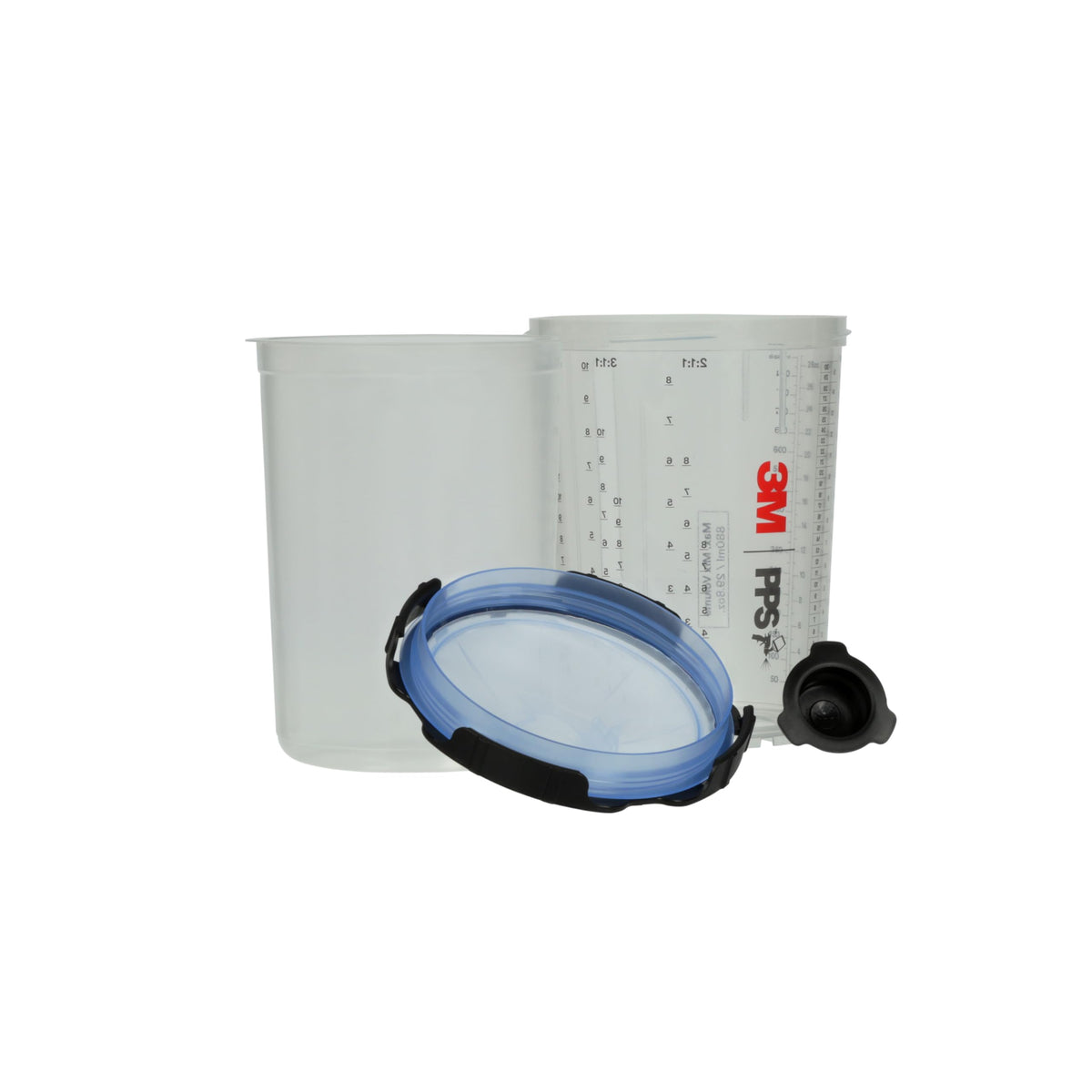 3M 26000 PPS 2.0 Spray Gun Cup, Lids and Liners Kit, Standard, 200-Micron Filter, 22 Ounces, BLACK,SILVER