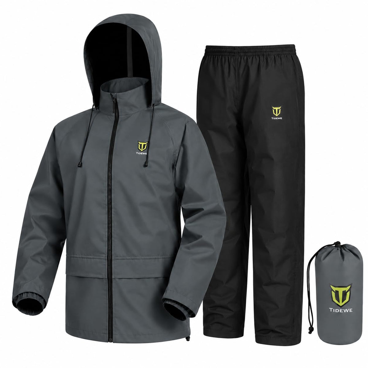TIDEWE Rain Suit for Men, Waterproof Lightweight 2-Piece Rain Gear