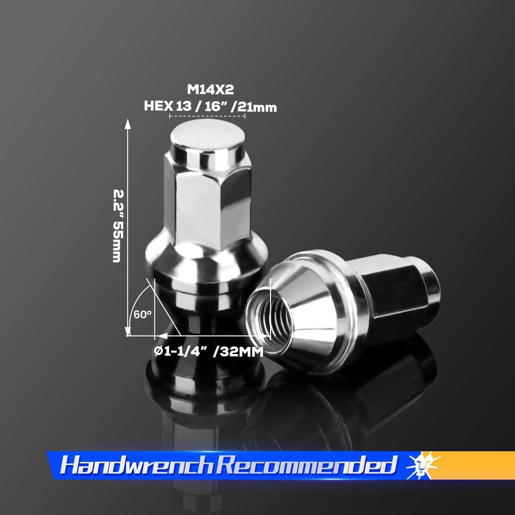 dynofit 24pcs 14x1.5 OEM/Stock Lug Nuts for 2015-2026 Expedition/F-150, M14-1.5 One-Piece Design Factory Chrome Wheel Lugnuts for Lincoln 2015-2026 Navigator, 21mm Hex Anti-Rusting Updated
