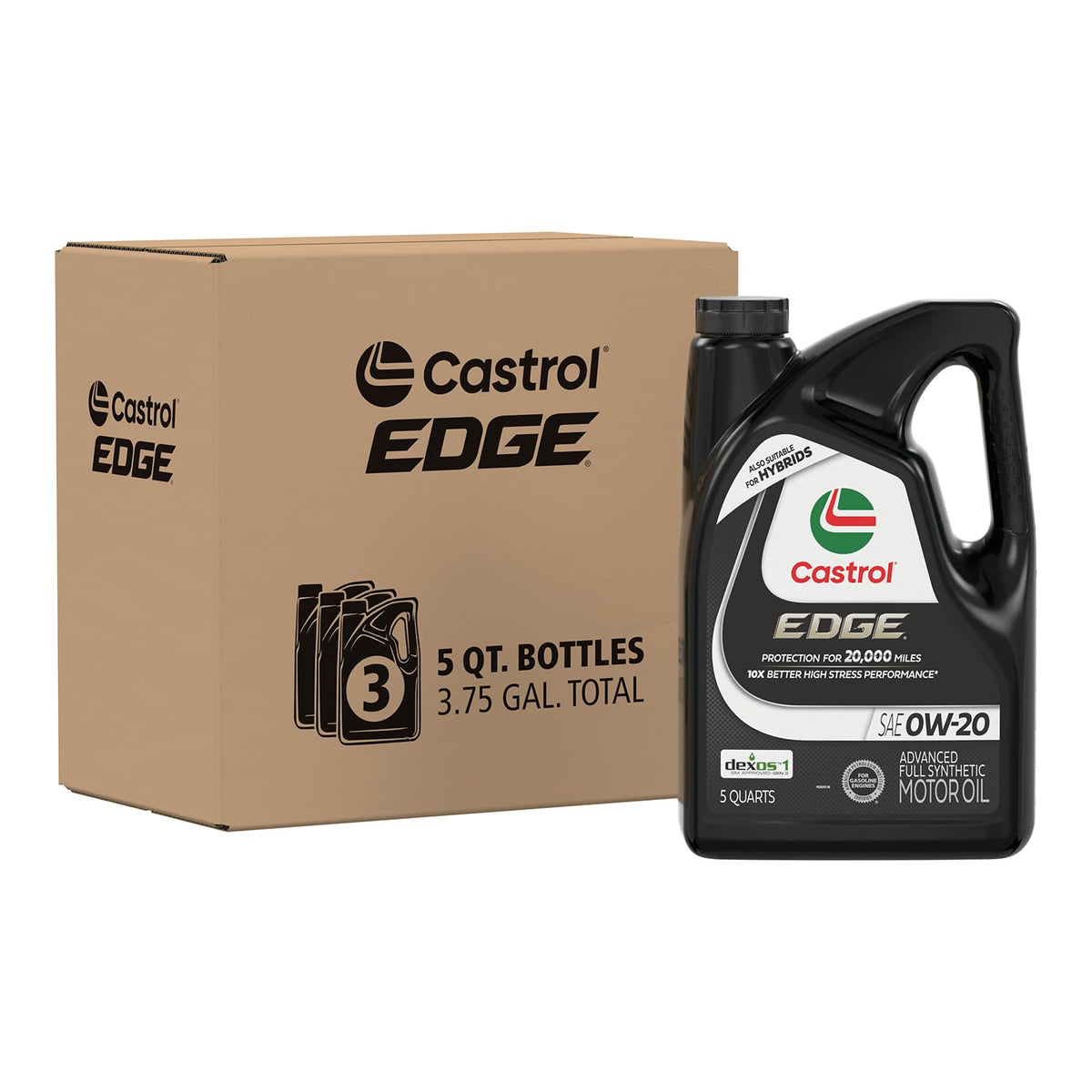 Castrol EDGE 0W-20 Advanced Full Synthetic Motor Oil, 5 Quarts