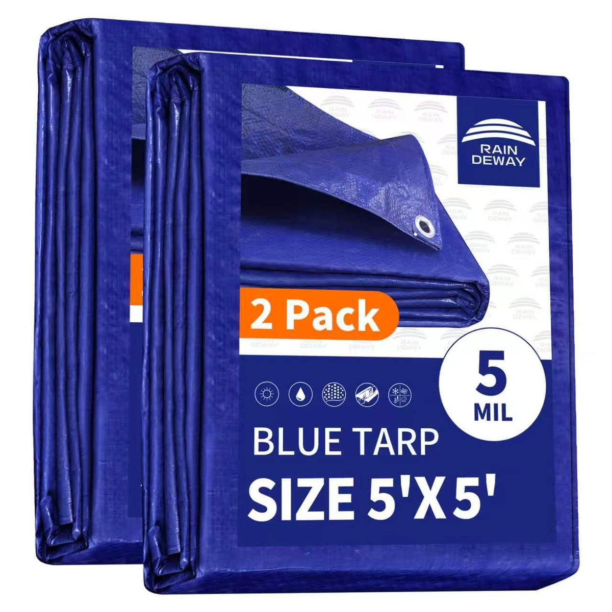 RAINDEWAY Tarps 8x10Ft 5.5 Mil Multipurpose Waterproof Poly Tarp Cover