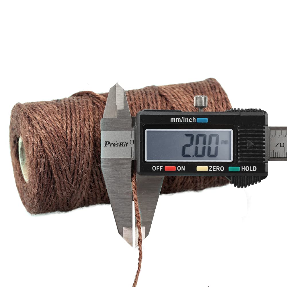 KINGLAKE Natural Jute Twine String 656 Feet 2mm Twine for Crafts Gift Wrapping Christmas Packing String for Arts Decoration, Wedding, Gardening