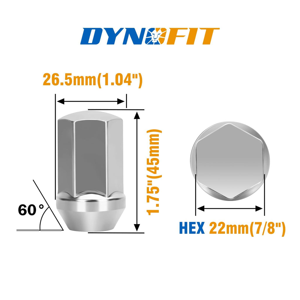 dynofit 24pcs 14x1.5 OEM/Stock Lug Nuts for 2015-2026 Expedition/F-150, M14-1.5 One-Piece Design Factory Chrome Wheel Lugnuts for Lincoln 2015-2026 Navigator, 21mm Hex Anti-Rusting Updated