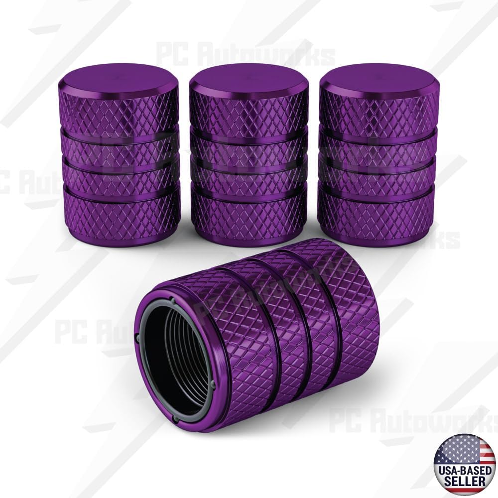 Aluminum Tire Valve Stem Caps – Anti-Rust, Premium Anodized Aluminum, Corrosion-Resistant, Easy Install, Universal Fit for Car, Truck, Bike, SUV – 1 Pack/Set of 4 (Plum Purple)