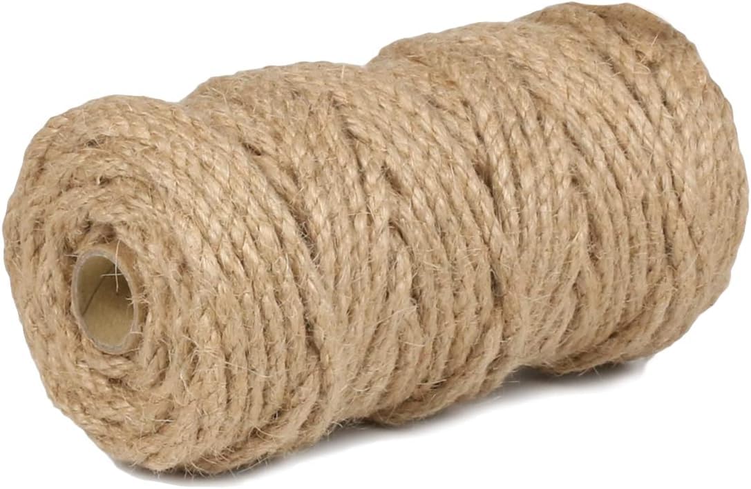 2Pack 2mm Natural Jute Twine String 1600 Feet Long Twine String for Crafting Gardening Gift Wrapping Macrame DIY Home Decor (Brown-800Feet/Roll)