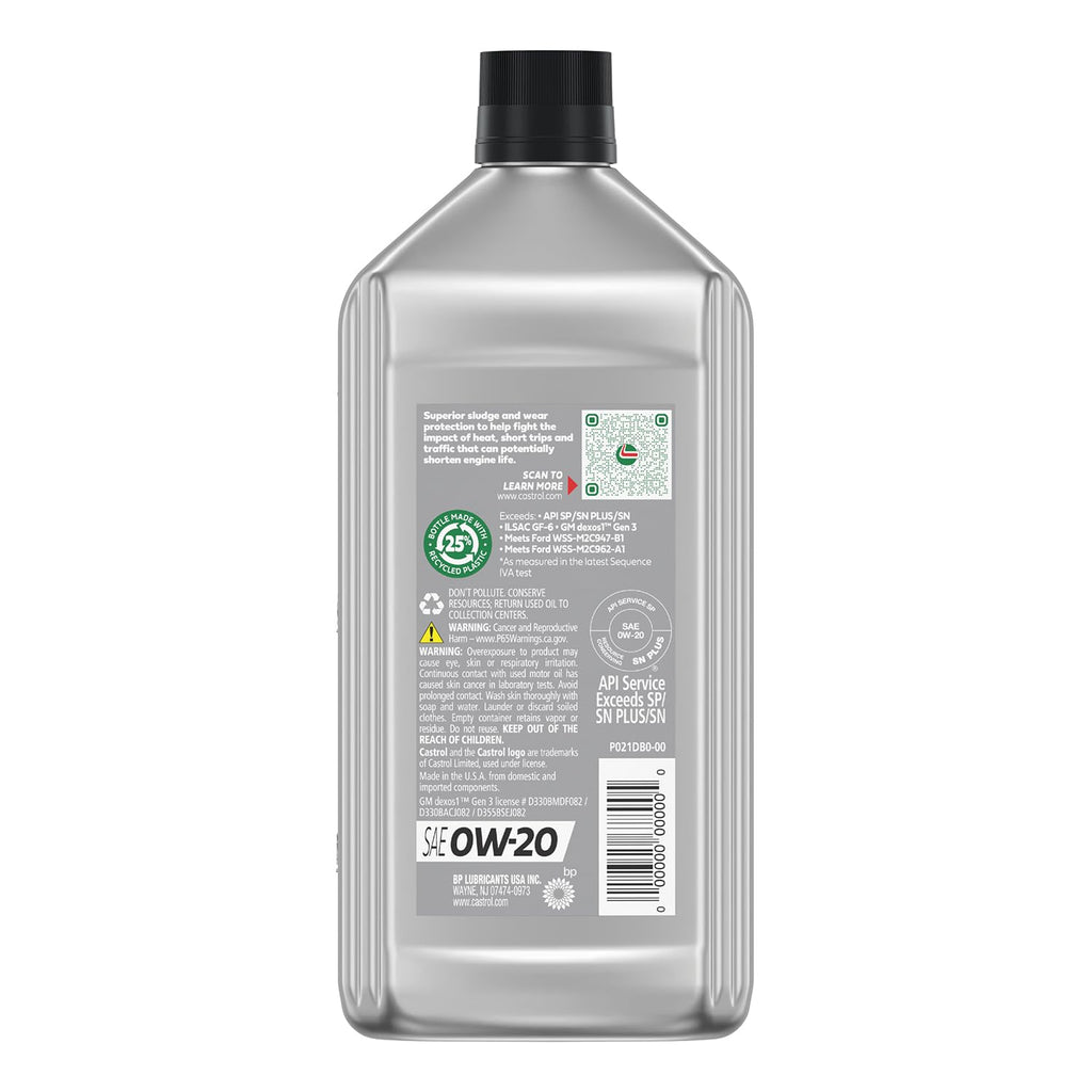 Castrol GTX Full Synthetic 0W-20 Motor Oil, 5 Quarts