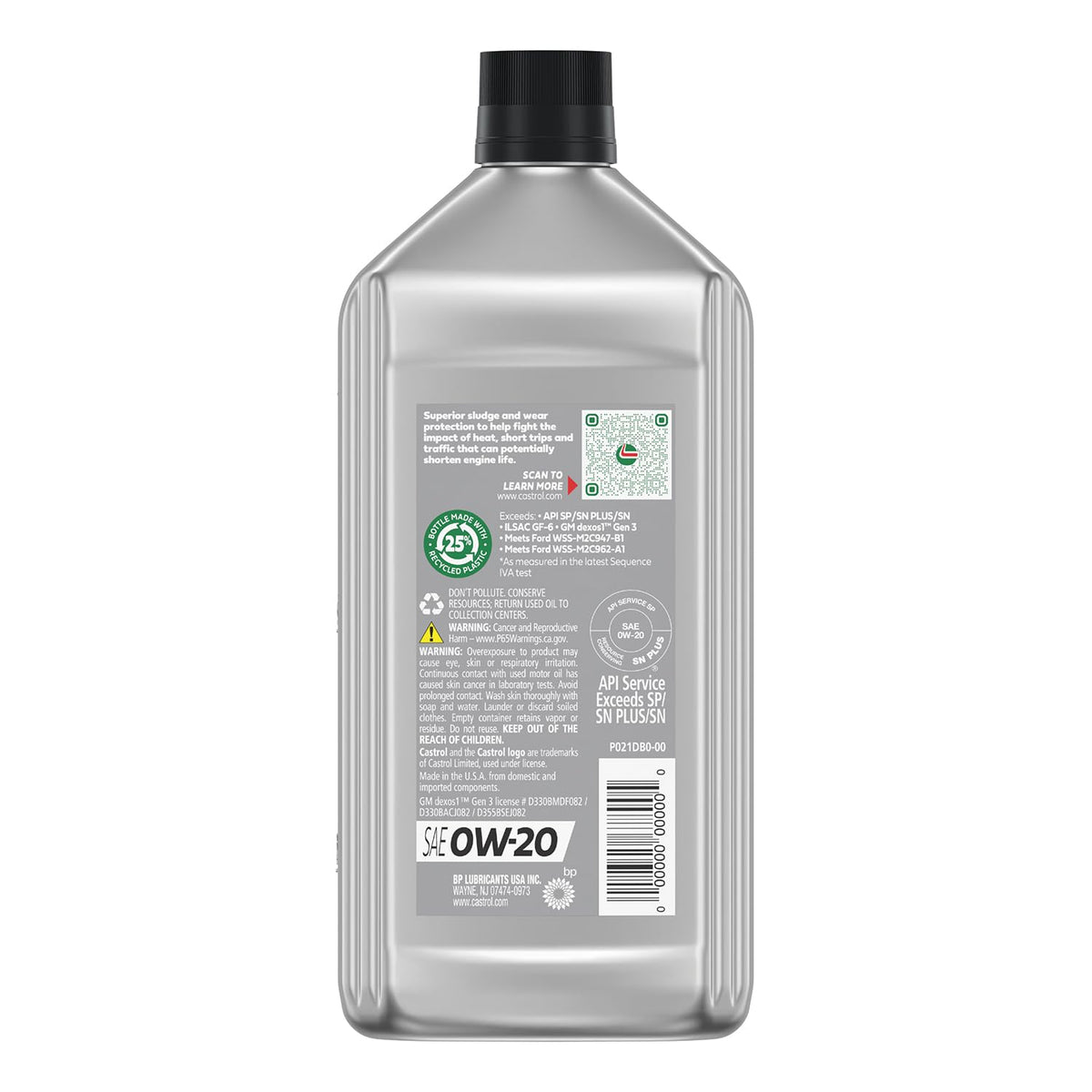 Castrol GTX Full Synthetic 0W-20 Motor Oil, 5 Quarts