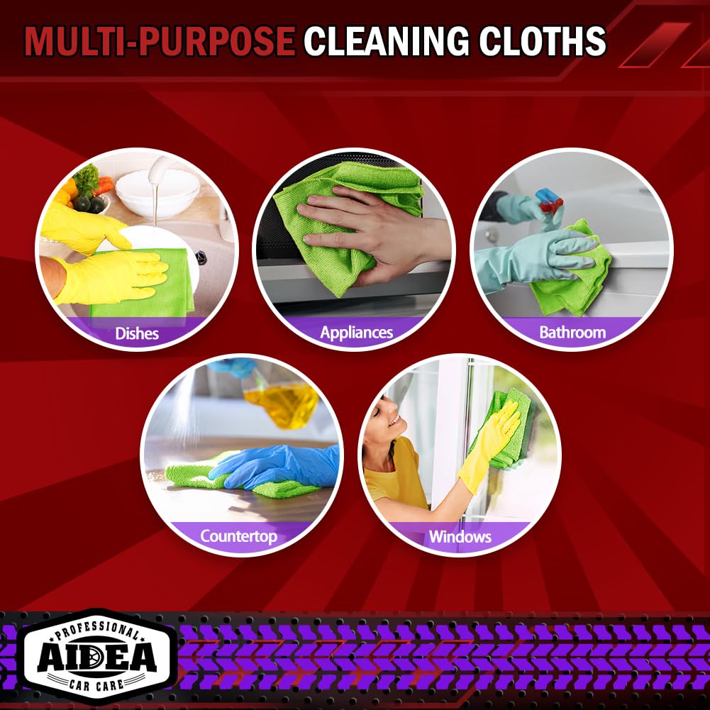 AIDEA Microfiber Cleaning Cloth-50PK, Microfiber Towels for Cars, 12"×12"