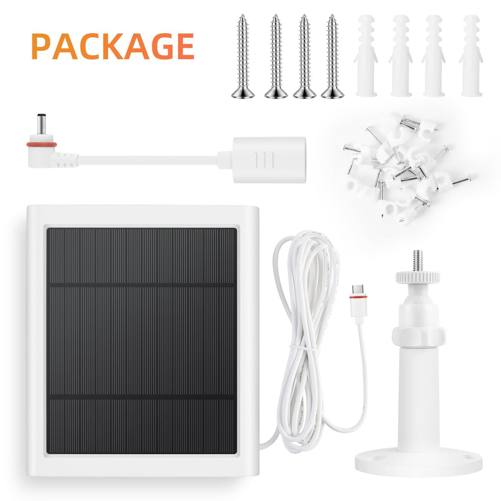 Solar Panel for Ring Camera, 2 Pack 4W Solar Charger with 10FT Cable, USB-C to Barrel Plug Adapter, Compatible with Ring Stick Up Cam Battery/Pro, Spotlight Cam Battery/Plus/Pro, Reolink Argus Pro