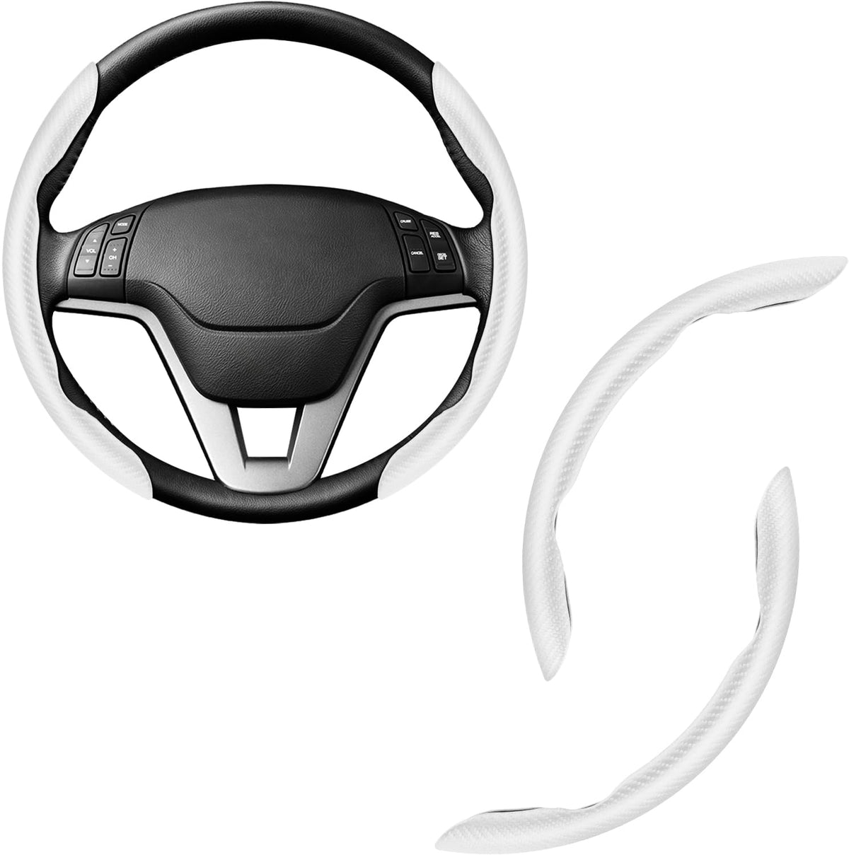 3pcs Carbon Fiber Anti-Skid Steering Wheel Cover, Waterproof & Segmented Butterfly Design, Universal 99% Vehicle Wheel Cover Protector, Car Interior Accessories (Black-3pcs)