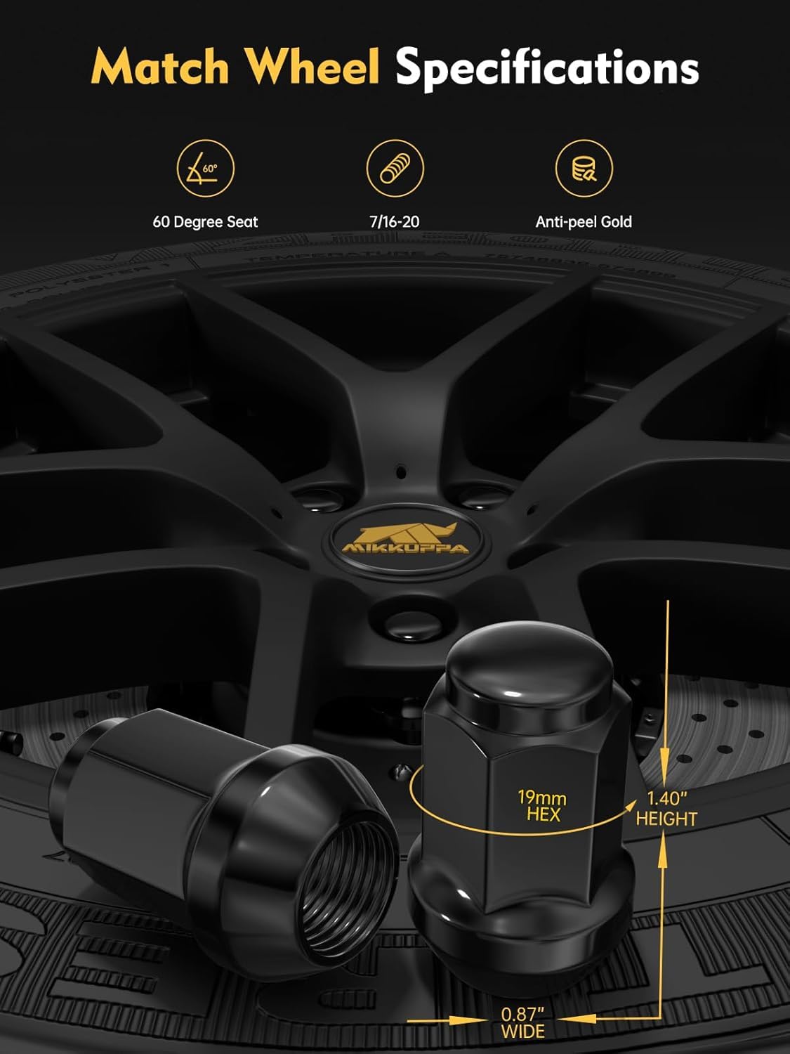 MIKKUPPA M12x1.5 Lug Nuts, Replacement for Ford Honda Aftermarket Wheel