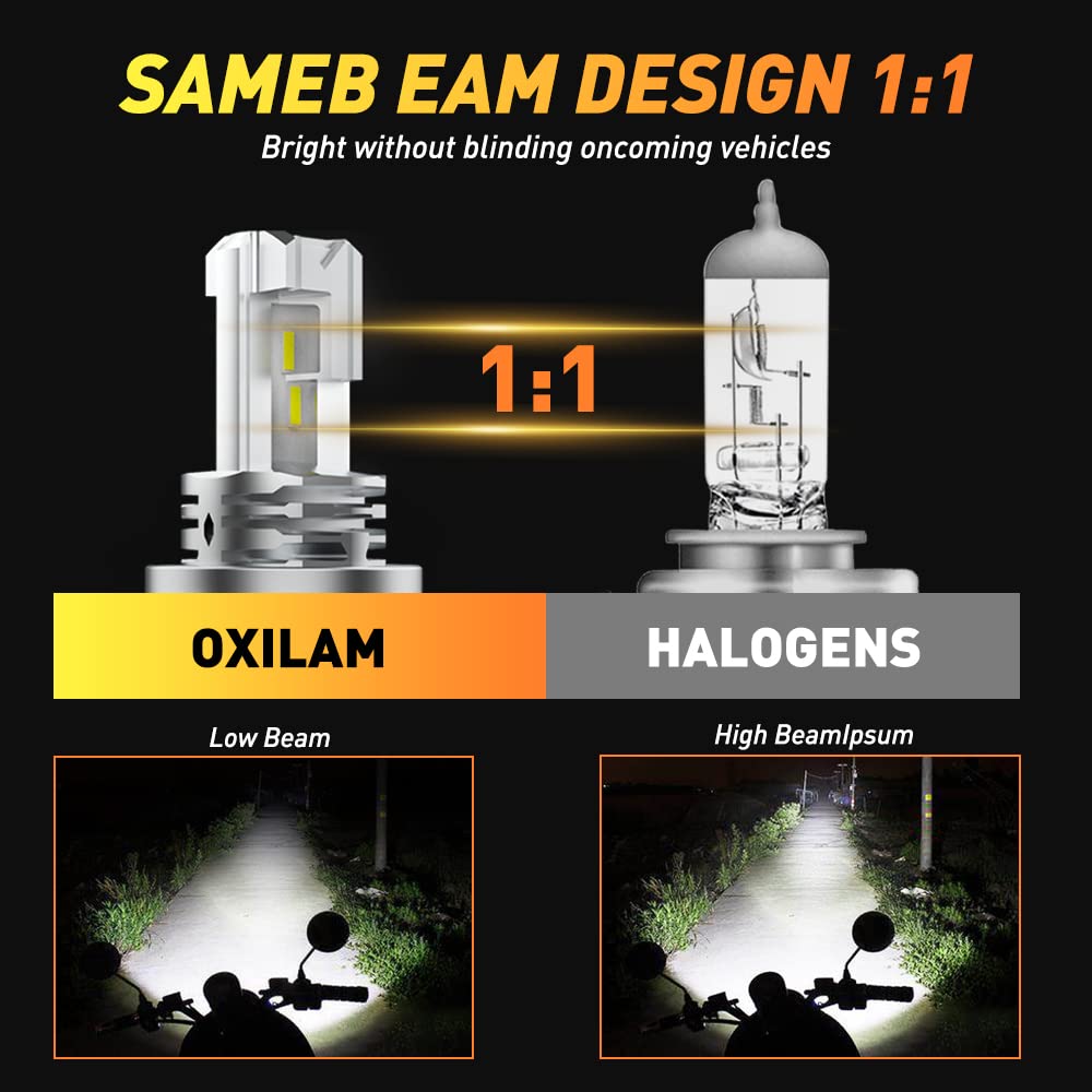 OXILAM H11 H8 H9 LED Bulb, 900% Ultra-Brightness, 5 Min Quick Install, 70000 Hours Lifespan, No Flicker, Plug and Play, Pack of 2