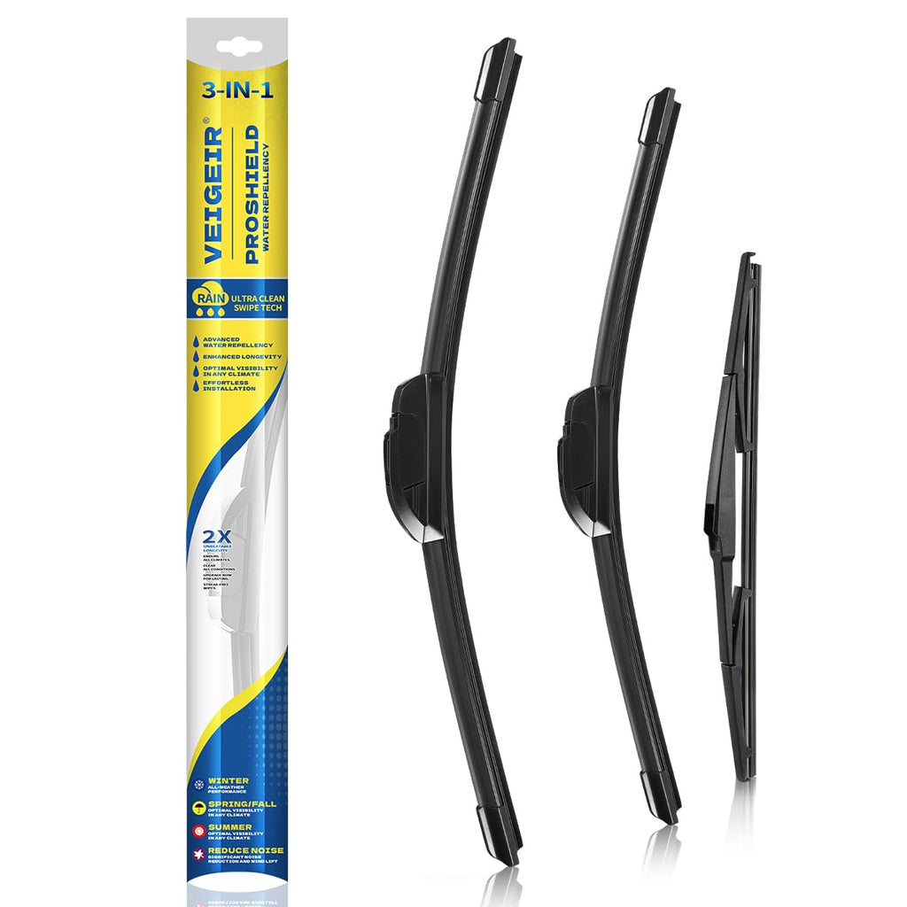 3 Pack Windshield Wiper Blades Compatible with 2007-2017 Jeep Wrangler 2008-2018 Wrangler JK Original Factory Quality Front Rear Wipers Blade Set for My Car - 15" 15" 13"