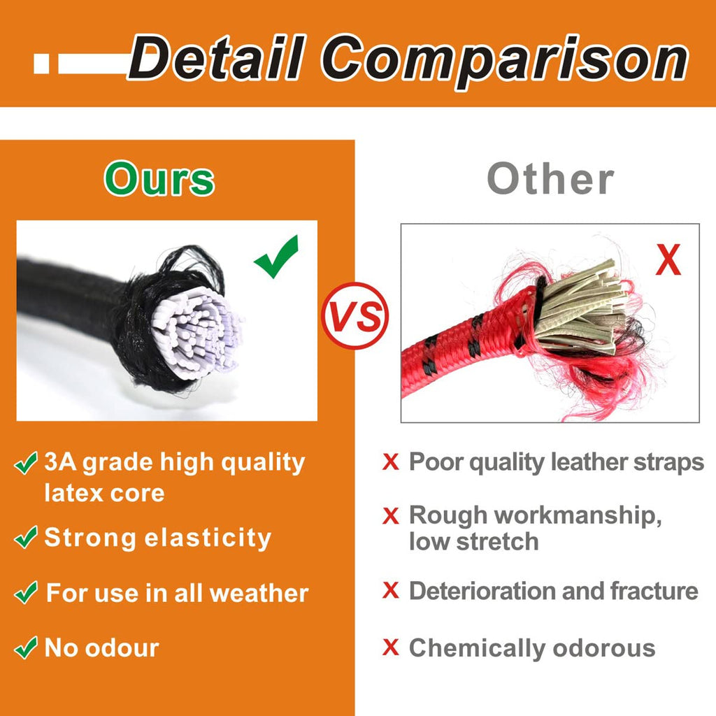 BEXSLE Bungee Cords with Hooks, Heavy Duty Outdoor Elastic Bungee Straps，No Odour Industrial Grade Bungee Rope for Securing Tarps, Luggage, Tents, Bikes or Garden Tidying 24inch 4Pcs (Black)