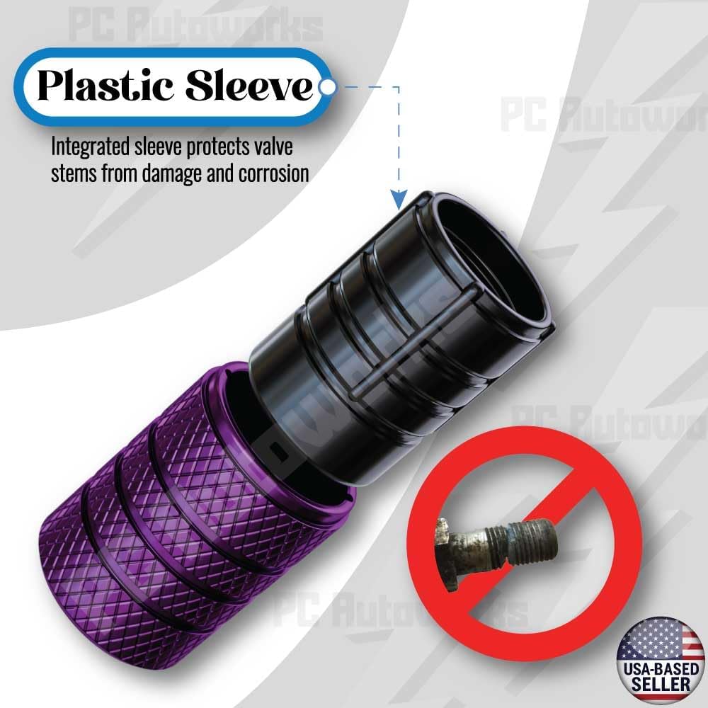 Aluminum Tire Valve Stem Caps – Anti-Rust, Premium Anodized Aluminum, Corrosion-Resistant, Easy Install, Universal Fit for Car, Truck, Bike, SUV – 1 Pack/Set of 4 (Plum Purple)