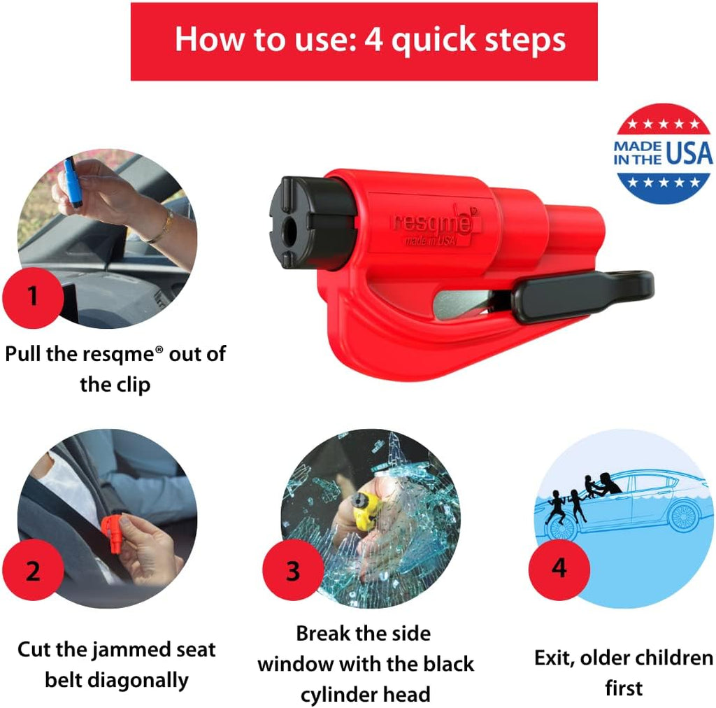 RESQME The Original Compact Emergency Keychain Car Escape Tool, Seatbelt Cutter and Window Breaker, Made in USA, Pack of 2