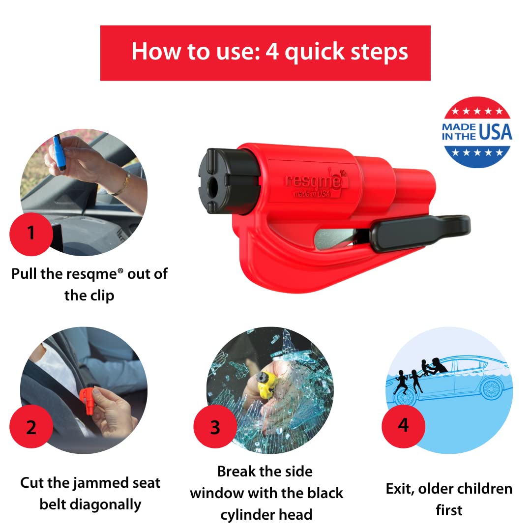 RESQME The Original Compact Emergency Keychain Car Escape Tool, Seatbelt Cutter and Window Breaker, Made in USA, Pack of 2