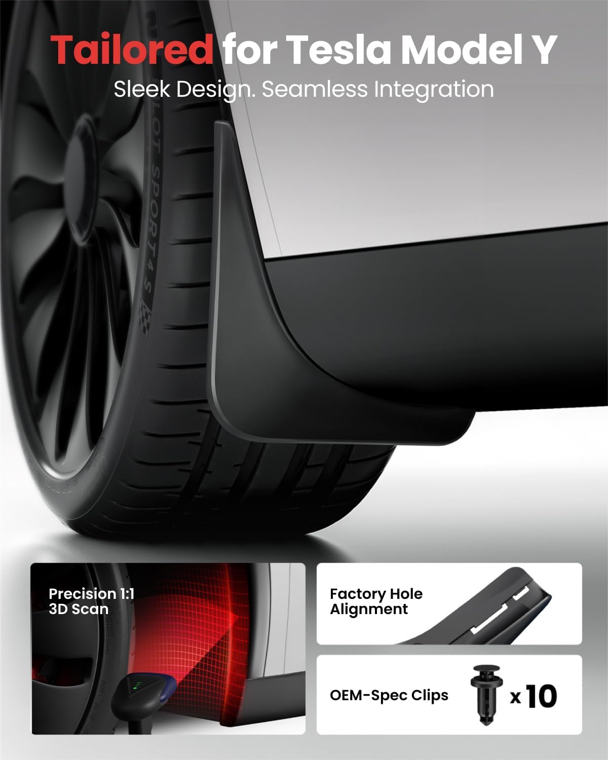 REEVAA Tesla Model Y Juniper 2025–2026 Mud Flaps Accessories, Set of 4