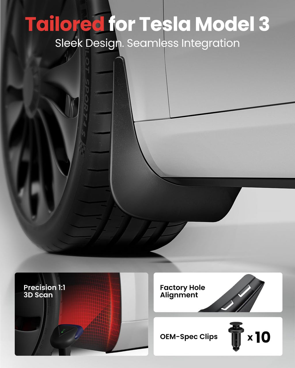 REEVAA Tesla Model Y Juniper 2025–2026 Mud Flaps Accessories, Set of 4