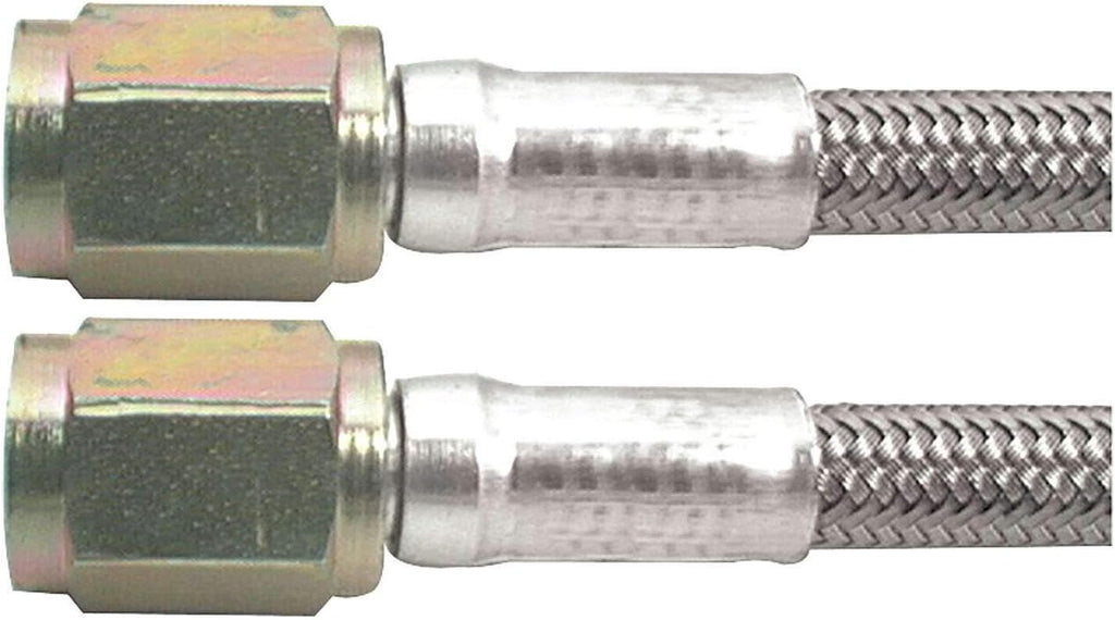 Allstar Performance AN Hose Assembly, 18 in Long, 3 AN Hose, 3 AN Straight Female to 3 AN Straight Female, Braided Stainless, PTFE Lined, Each