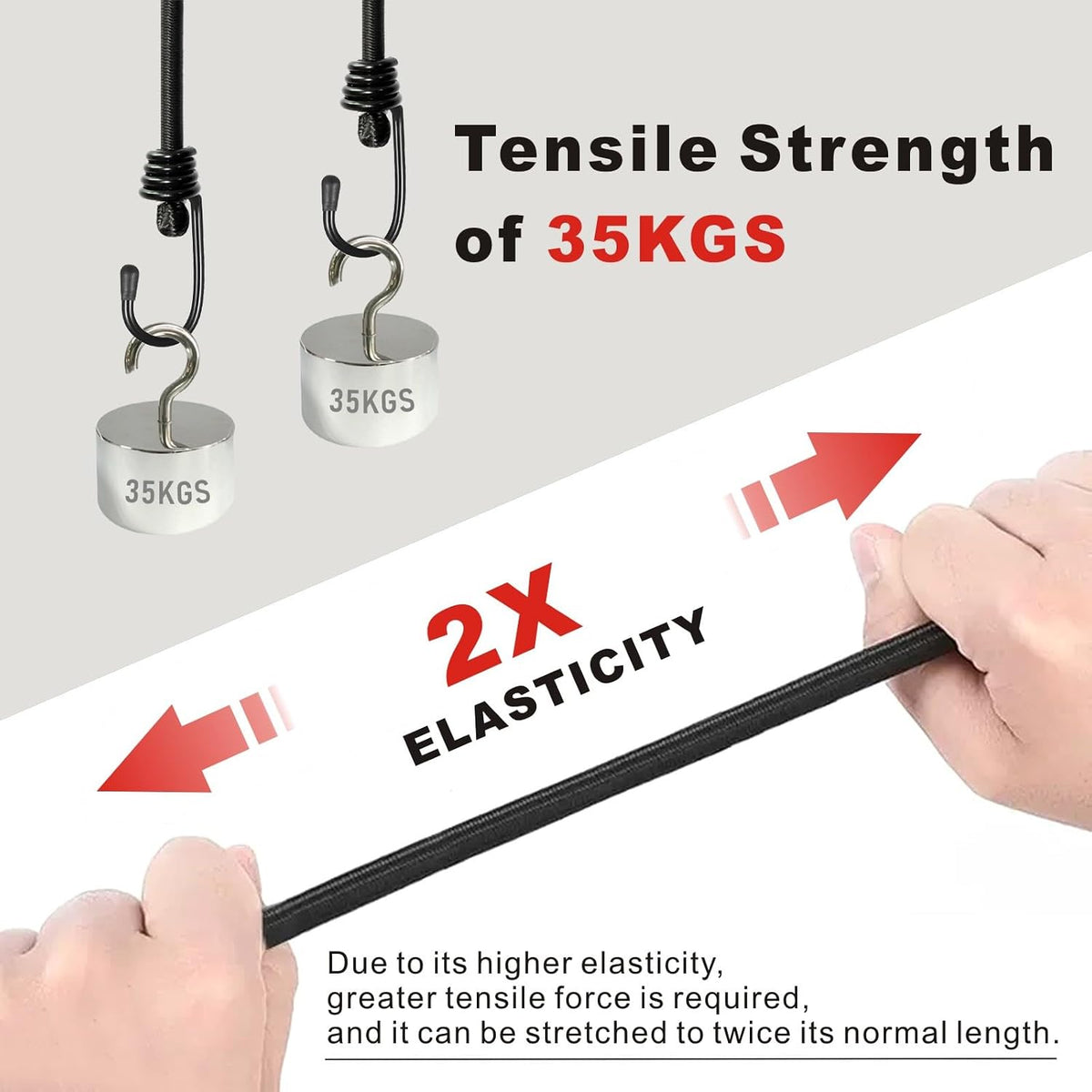 BEXSLE Bungee Cords with Hooks, Heavy Duty Outdoor Elastic Bungee Straps，No Odour Industrial Grade Bungee Rope for Securing Tarps, Luggage, Tents, Bikes or Garden Tidying 24inch 4Pcs (Black)
