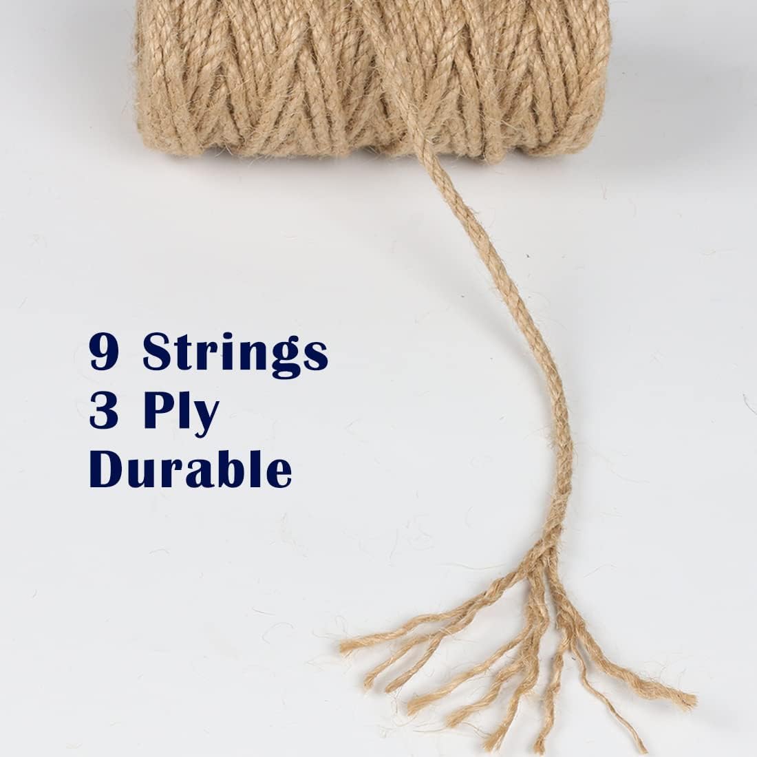 2Pack 2mm Natural Jute Twine String 1600 Feet Long Twine String for Crafting Gardening Gift Wrapping Macrame DIY Home Decor (Brown-800Feet/Roll)