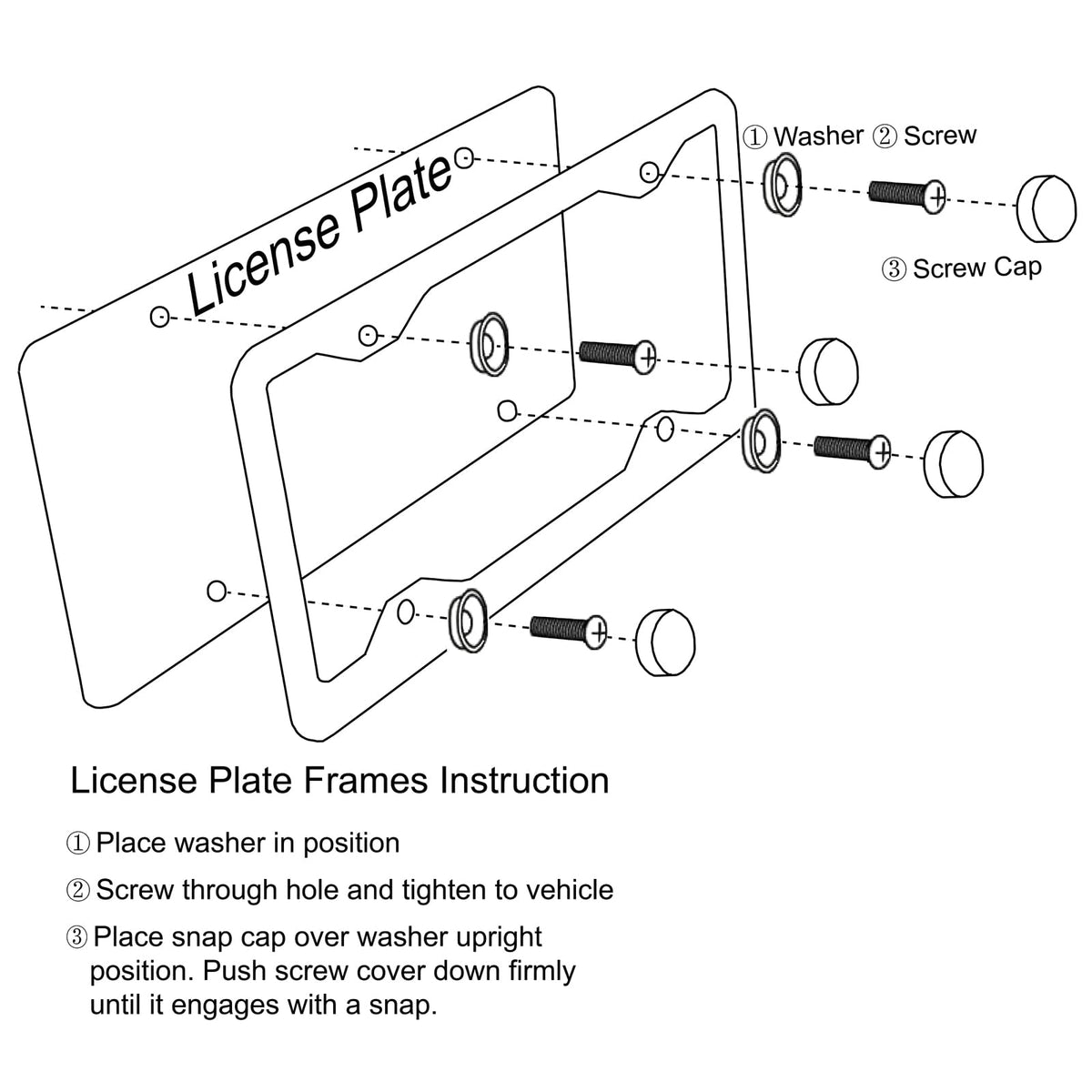 2PCS Premium Matte Black License Plate Frames, Solid Rust-Proof Aluminum Holder with 2 Holes, Universal Car Frame for Women and Man, Including Screws, by Lengnoyp.