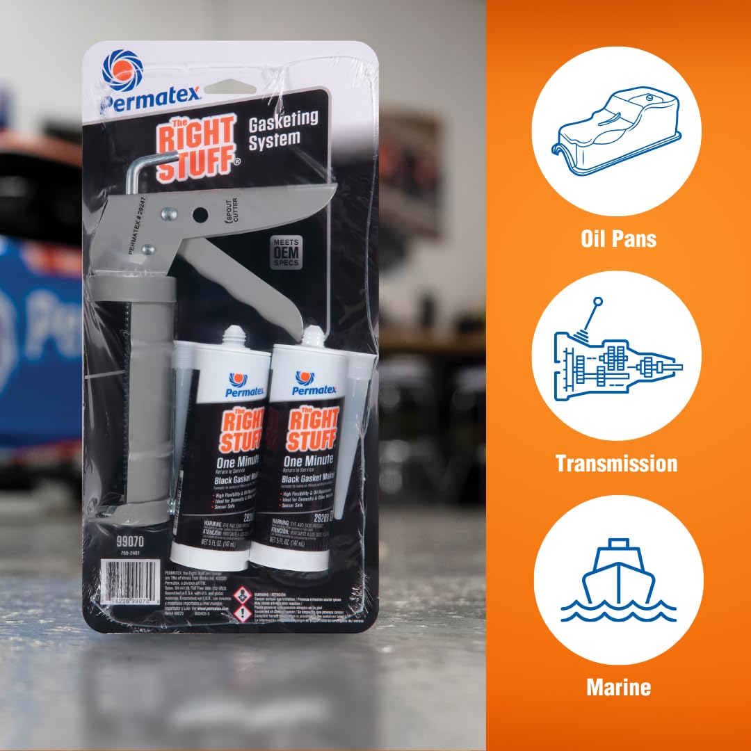Permatex 82180 Ultra Black Maximum Oil Resistance RTV Silicone Gasket Maker, Sensor Safe and Non-Corrosive, for High Flex and Oil Resistant Applications 3 oz