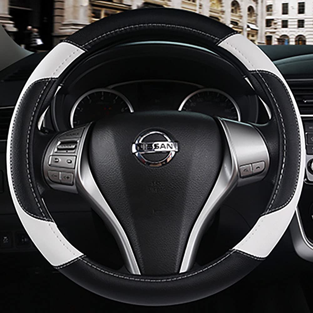 Leather Car Steering Wheel Cover, Universal Fit for Most Cars, Beige