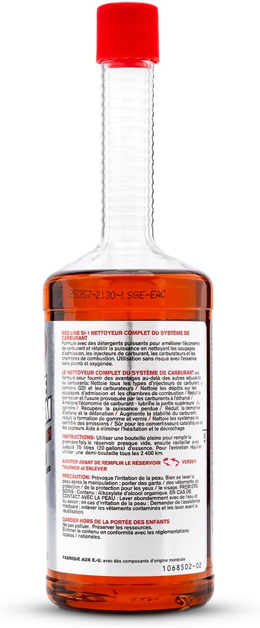Red Line 60103 SI-1 Complete Fuel System Cleaner - 15 Ounce- Fuel Injector Cleaner and Carburetor Cleaner for Corrosion Prevention and Injector, Valve, and Combustion Chamber Deposit Removal