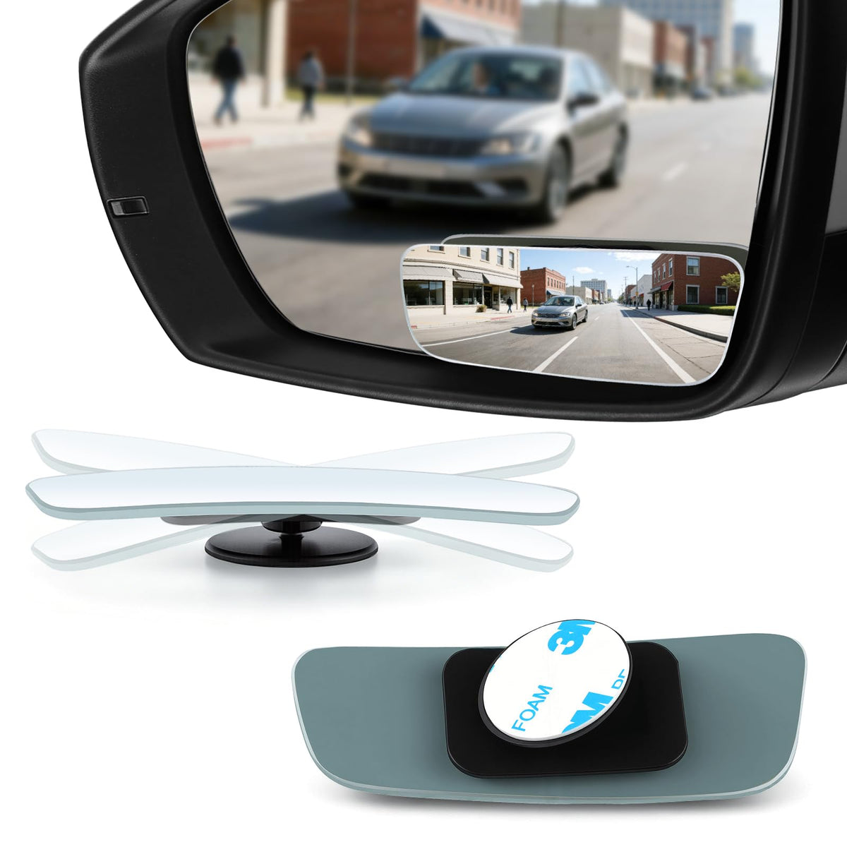LivTee Blind Spot Car Mirror, HD Glass Frameless Convex Side Mirror Blindspot, Wide Angle Rear View Mirrors for SUVs, Trucks and RVs - Car Accessories