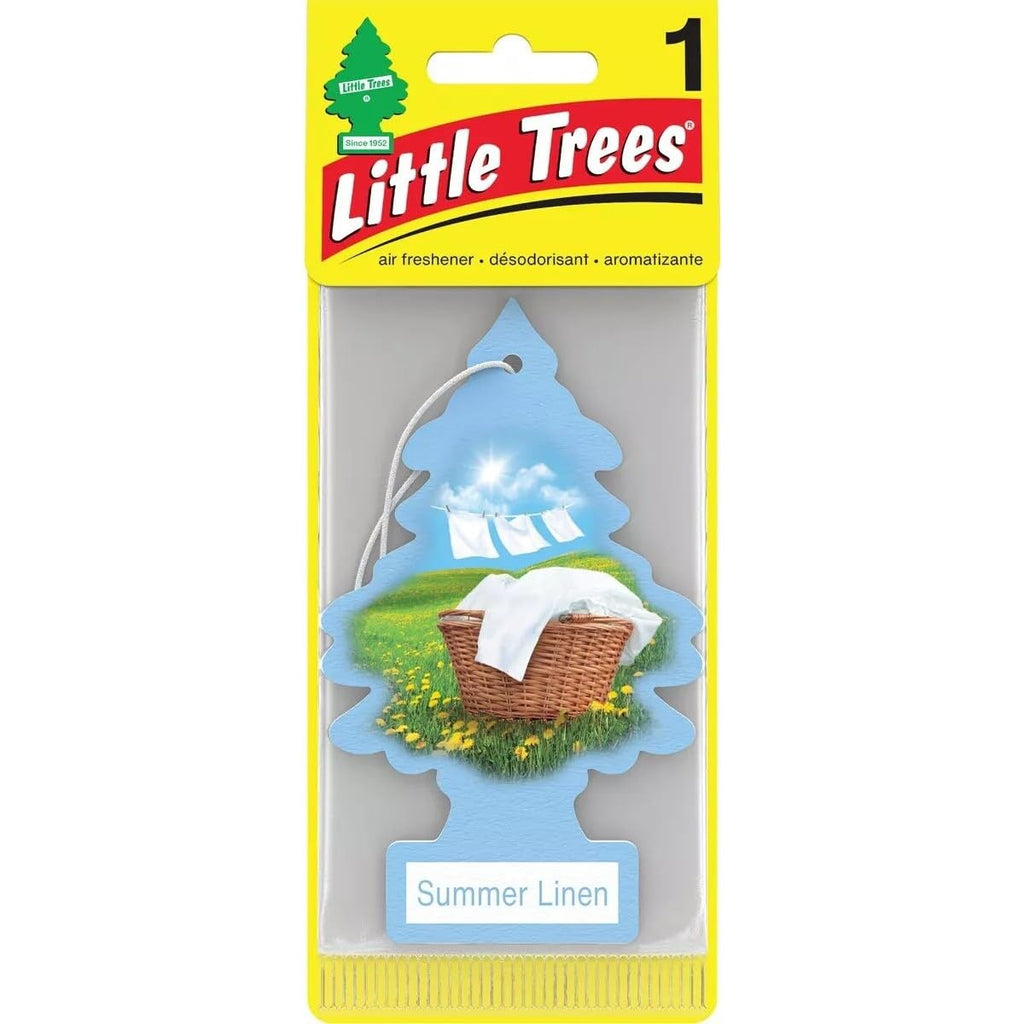 LITTLE TREES Car Air Freshener | Hanging Paper Tree for Home or Car | Summer Linen | 6 Pack