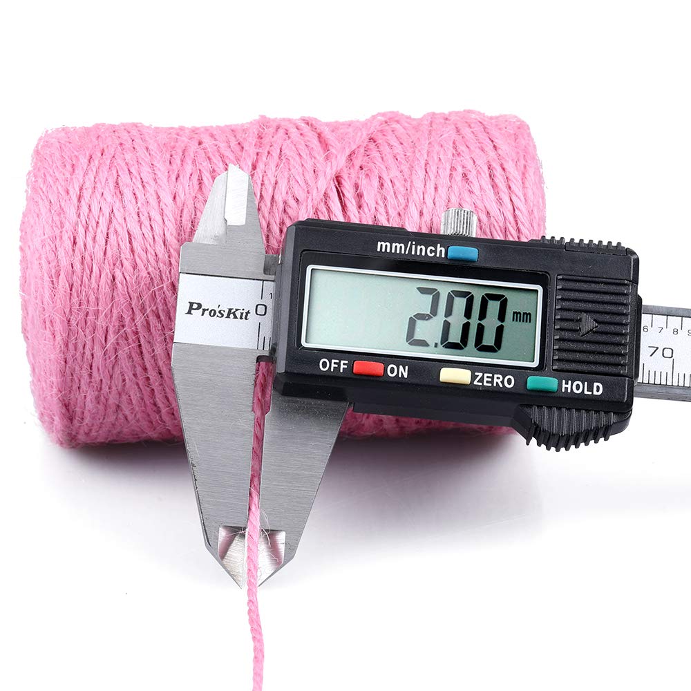 KINGLAKE Natural Jute Twine String 656 Feet 2mm Twine for Crafts Gift Wrapping Christmas Packing String for Arts Decoration, Wedding, Gardening