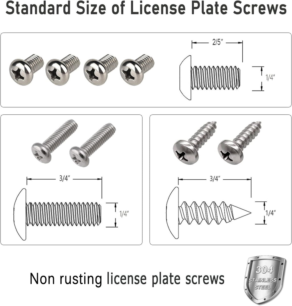 BGGTMO License Plate Bracket Holder- Front License Plate Mounting Kit, Universal Bumper Car Tag Frame Mount Adapter with Stainless Steel Screw Cap, Cable Ties