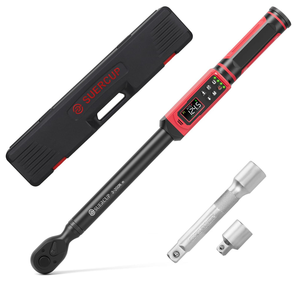SUERCUP 1/2" Digital Torque Wrench, 2.2-147.5Ft.Lb/3-200N.m, ±1% Accuracy