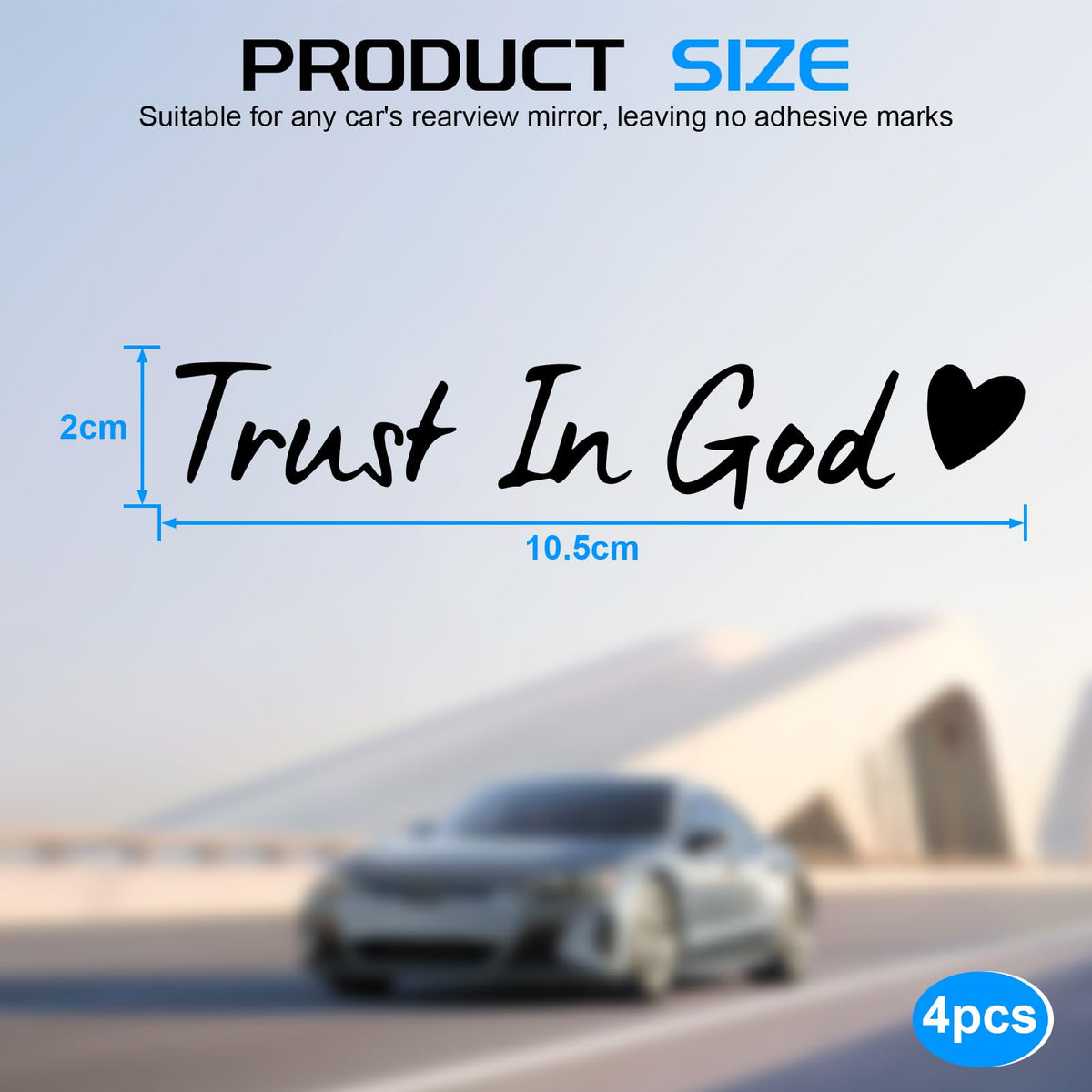 JUSTTOP 4PCS Car Decal,Decorative Rearview Mirror Sticker,I Love You Drive Safe Car Sticker,Auto Sticker and Decal,Car Decor for Women,Car Accessories,Fits Most Vehicles,Direct-Stick(Black&Red)
