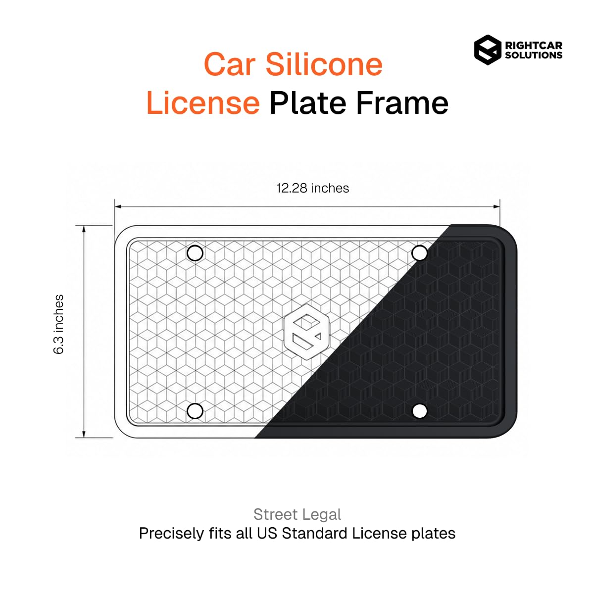 Rightcar Solutions Silicone License Plate Frame, Black (1 Pack)