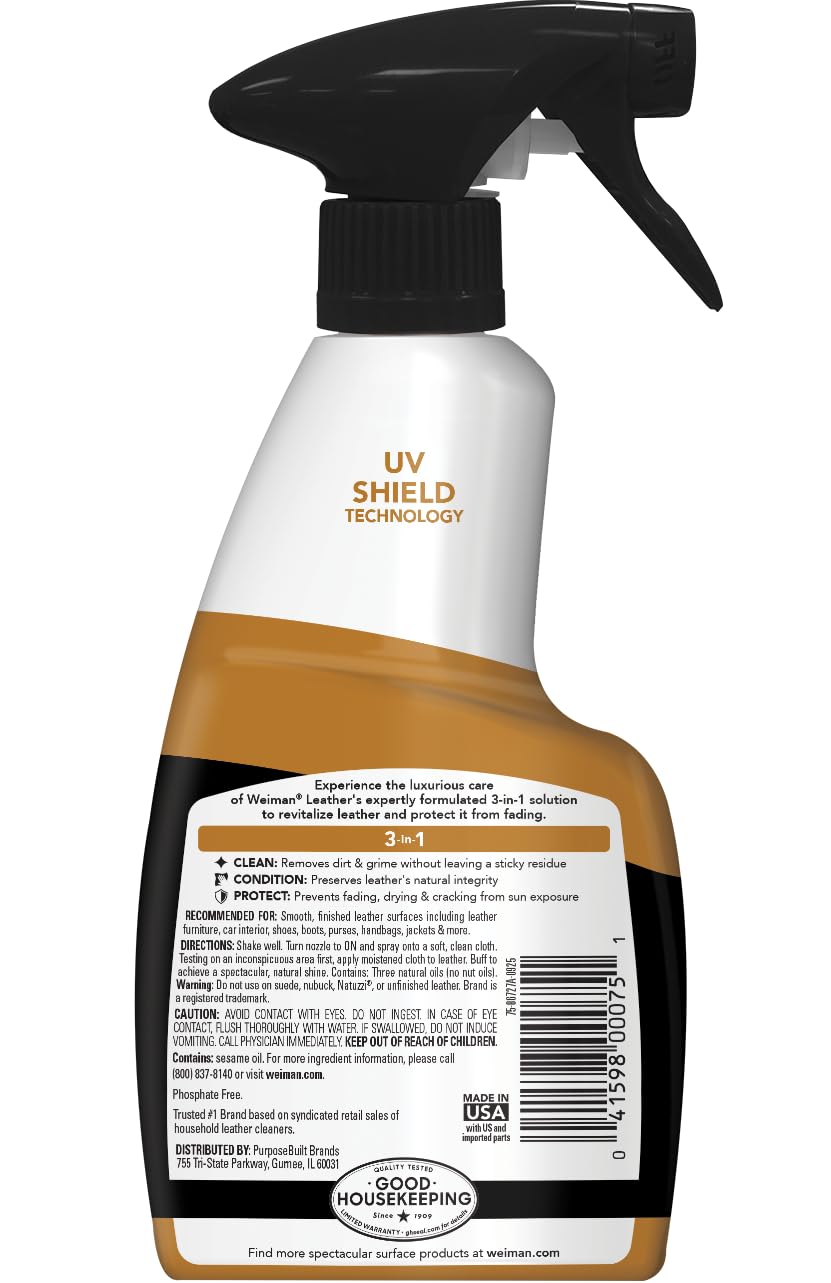 Weiman Leather Cleaner, Conditioner & Protector, Car Interior & Furniture