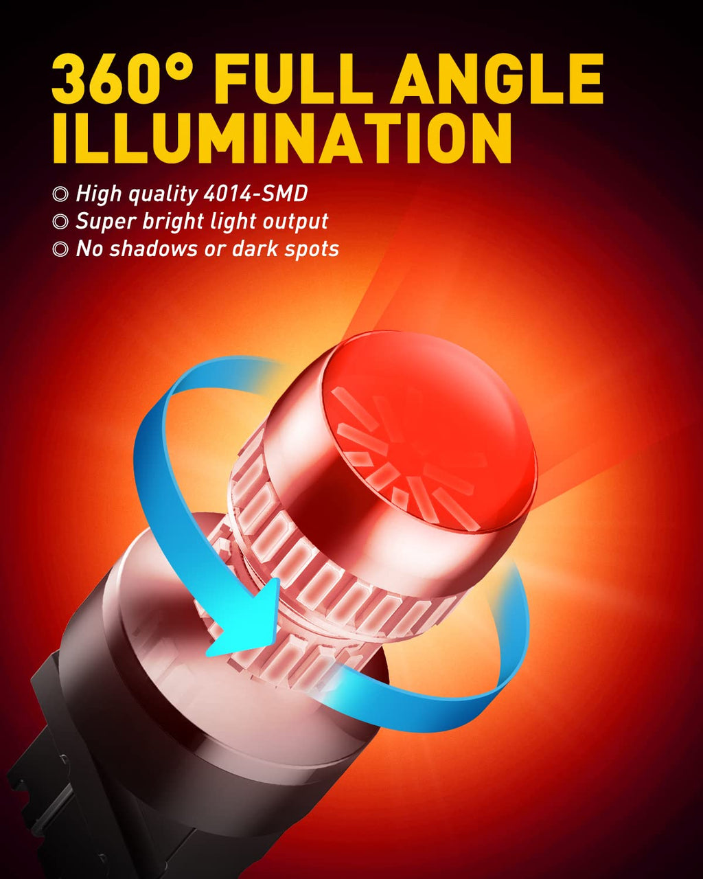 AUXITO Upgraded 7440 7443 LED Bulb Red for Tail Lights Brake Lights, Super Bright T20 W21W 7441 7444 LED Replacement for Stop Tail Brake Signal Lights, Pack of 2
