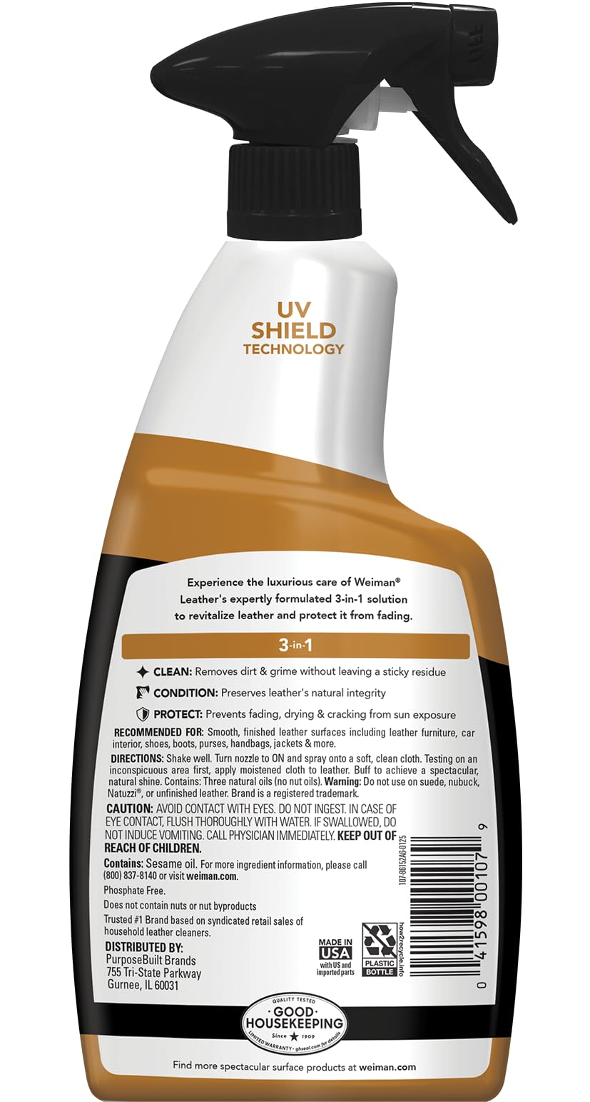 Weiman Leather Cleaner, Conditioner & Protector, Car Interior & Furniture