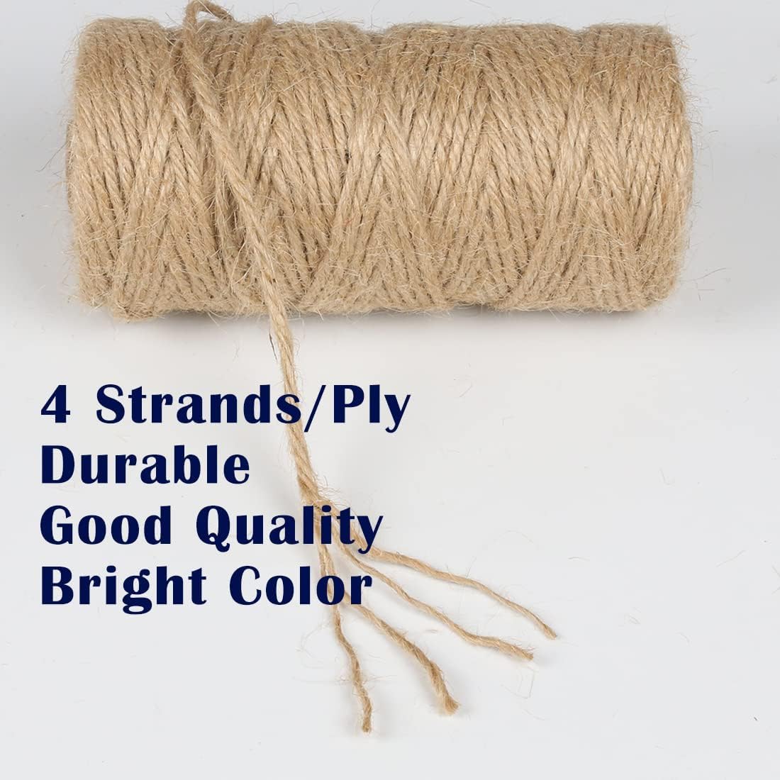 2Pack 2mm Natural Jute Twine String 1600 Feet Long Twine String for Crafting Gardening Gift Wrapping Macrame DIY Home Decor (Brown-800Feet/Roll)