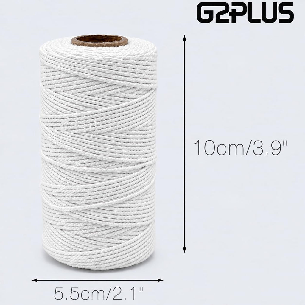 G2PLUS 2MM White String, 328 Feet Cotton Bakers Twine for Craft & Cooking