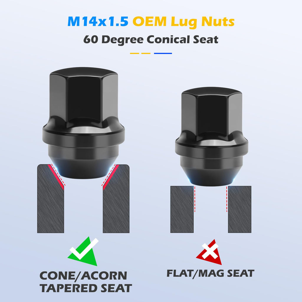 dynofit 24pcs 14x1.5 OEM/Stock Lug Nuts for 2015-2026 Expedition/F-150, M14-1.5 One-Piece Design Factory Chrome Wheel Lugnuts for Lincoln 2015-2026 Navigator, 21mm Hex Anti-Rusting Updated