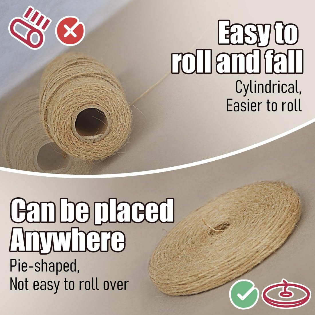 PerkHomy 600 Feet Natural Jute Twine Long Twine String for Crafts Gift Wrapping Packing Gardening Crochet Knitting Macrame Decor (Brown 600feet Flat)